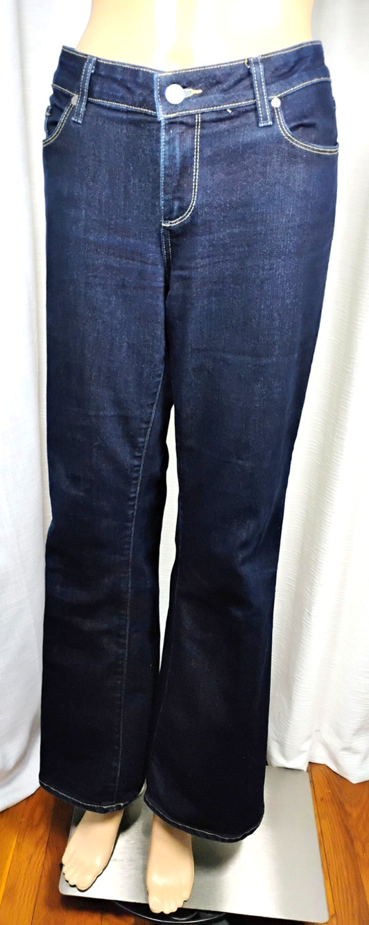 Paige Laurel Canyon Petite Denim Jeans Womens 32 Mid Rise Dark Wash Boot Cut